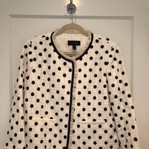 J Crew Cream and Navy Polka Dot Blazer
